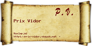 Prix Vidor névjegykártya